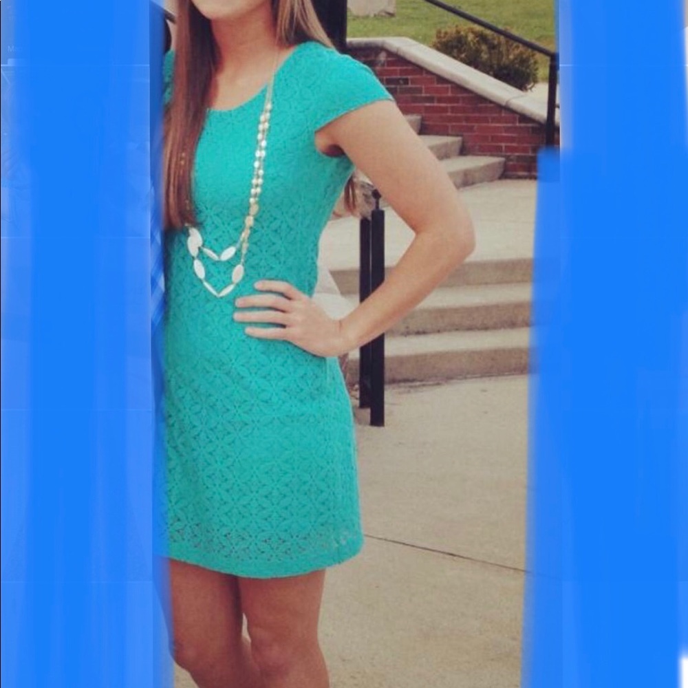 Turquoise Blue Lace Dress